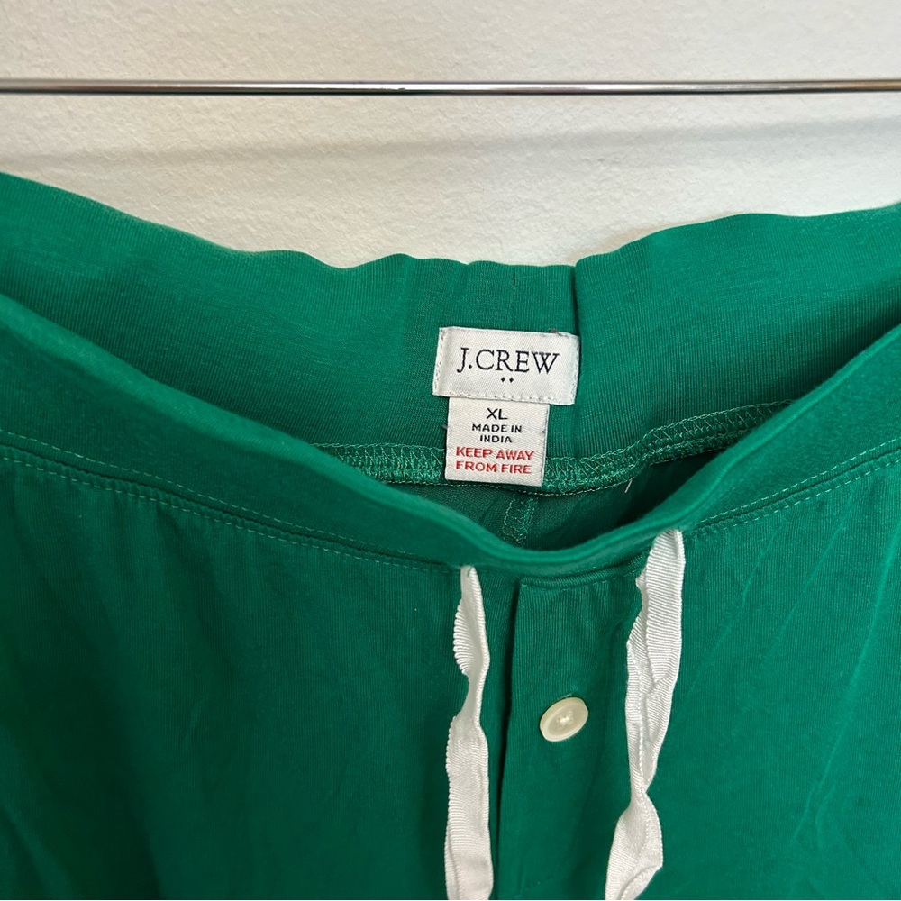 J. Crew Green White Longsleeve Top & Pant PJ Set Size XL - Picture 8 of 9